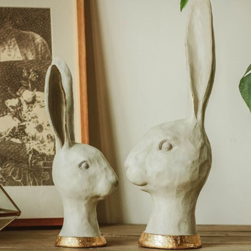 HomeQuill™ Polly Rabbit Head Statue - Nordic Side - 