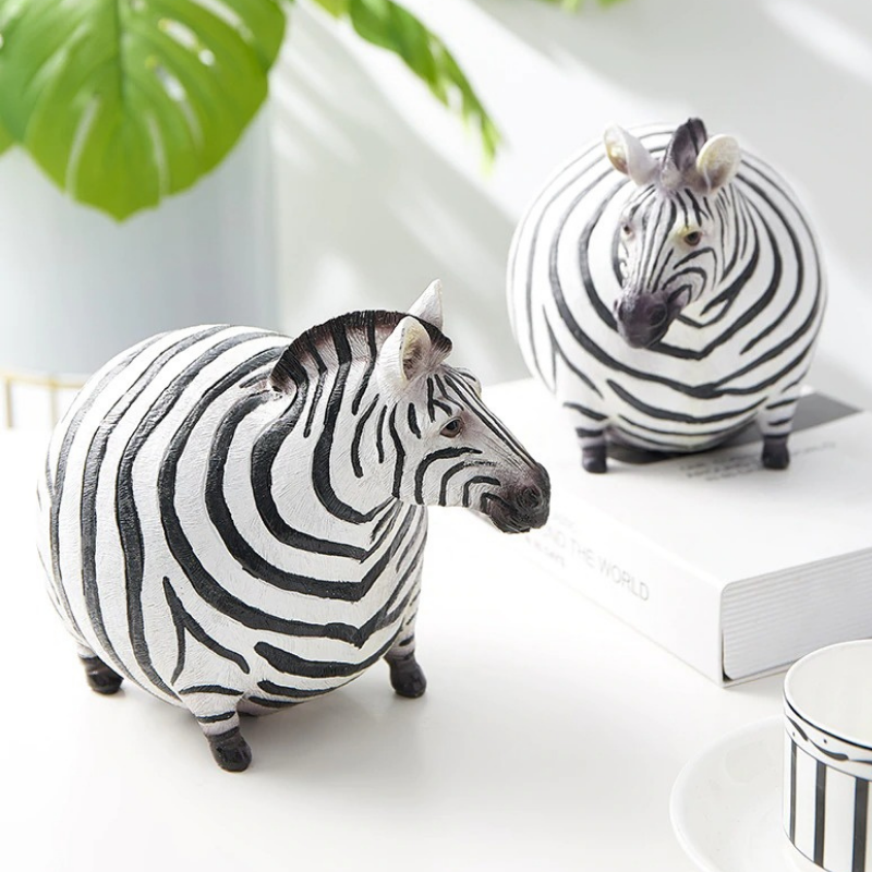 HomeQuill™ Fat Zebra Figurines - Nordic Side - 