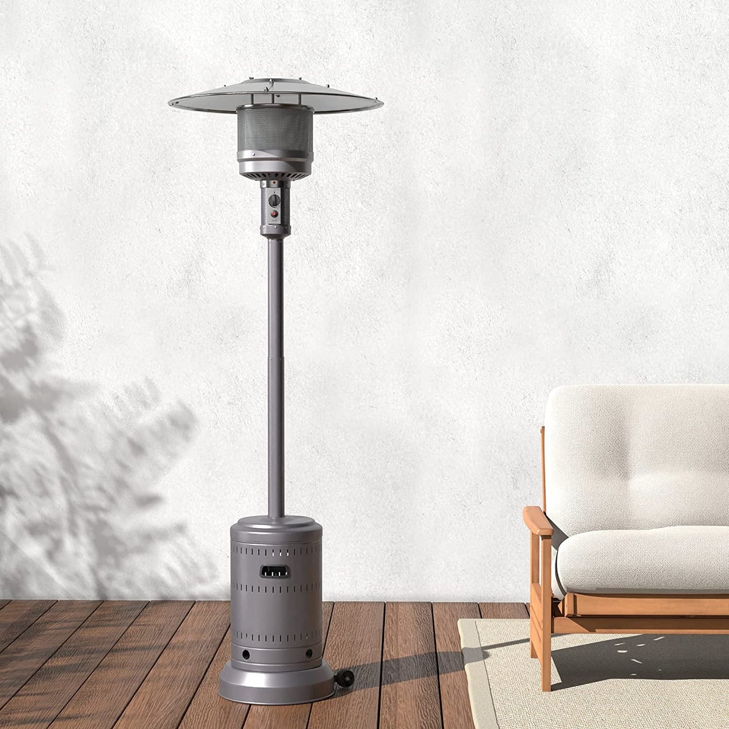 46,000 BTU Propane Patio Heater with Wheels, Commercial & Residential - Slate Gray