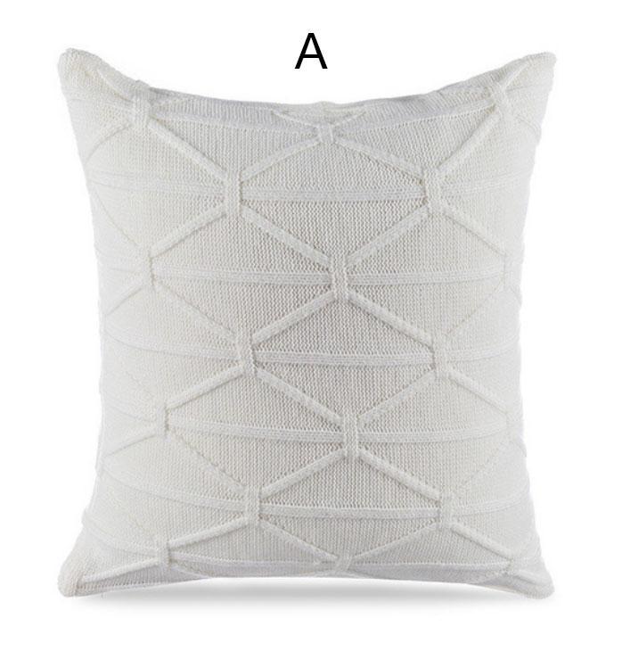 Plaid Knitted Geometric Cushion Cover - Nordic Side - 