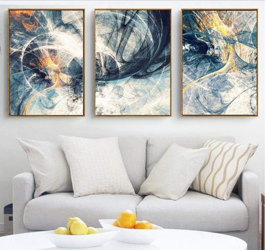 Tangled Lines Stretched Canvas - Nordic Side - 3 piece, Acrylic Image, canvas art, spo-enabled