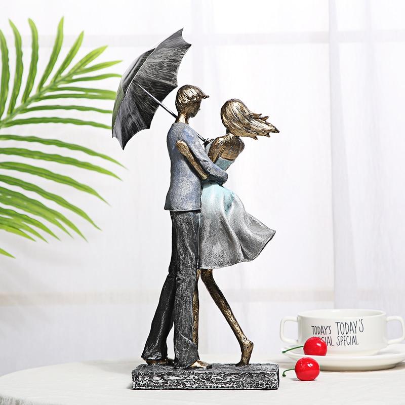Lovers Hug Under The Umbrella