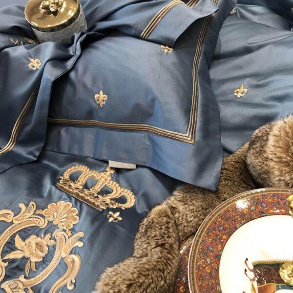 Halo Egyptian Blue Luxury Royal Duvet Cover Set - Nordic Side - architecture, arcitecture, art, artist, contemporaryart, decor, decoration, design, designer, designinspiration, edison, grey, 