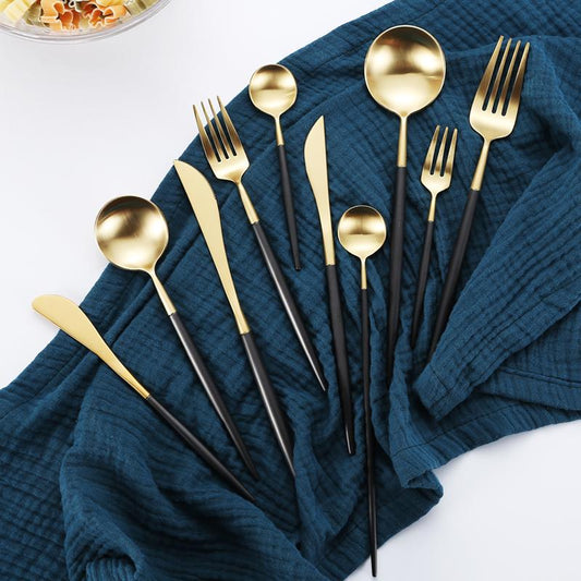 Black Gold Cutlery Set