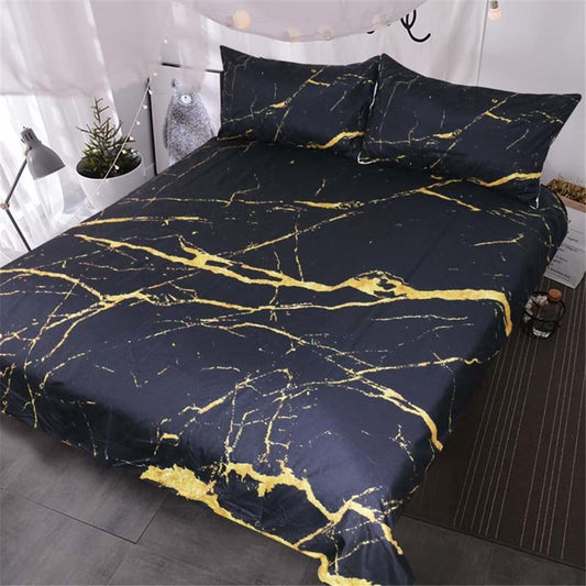 Black Marble Duvet Cover Set - Nordic Side - bed, bedding, best-selling, bis-hidden, duvet