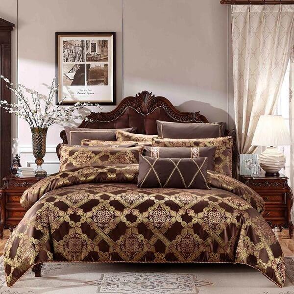 Caltada Brown Coffee Jacquard Cotton Stain Luxury Duvet Cover Set - Nordic Side - amazing, architecture, arcitecture, art, artist, ashley furniture near me, beautiful, bobs furniture outlet, 
