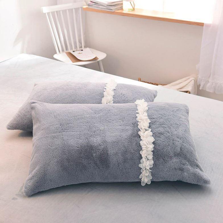 3D Rose Lace Velvet Soft Bedding Set - Nordic Side - 