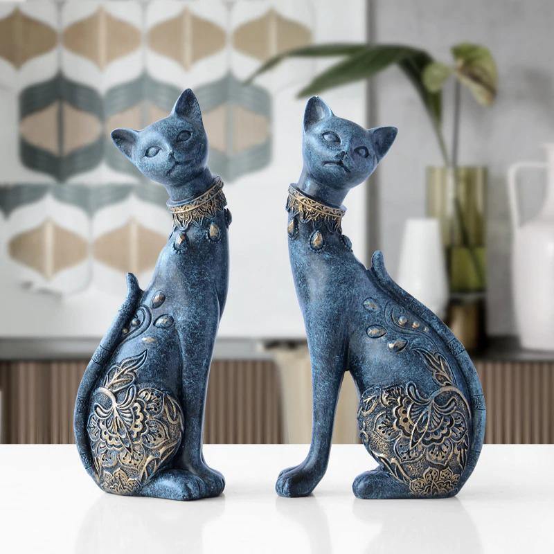 HomeQuill™ Luxury Cat Figurine (Set of 2) - Nordic Side - 