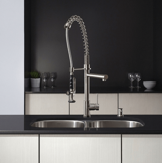 28.5" Chrome Swivel Spout Modern Kitchen Faucet 5800-55s - Nordic Side - 28.5" Chrome Swivel Spout Modern Kitchen Faucet 5800-55s, architecture, art, artist, bathroom vanity, contemporaryart,