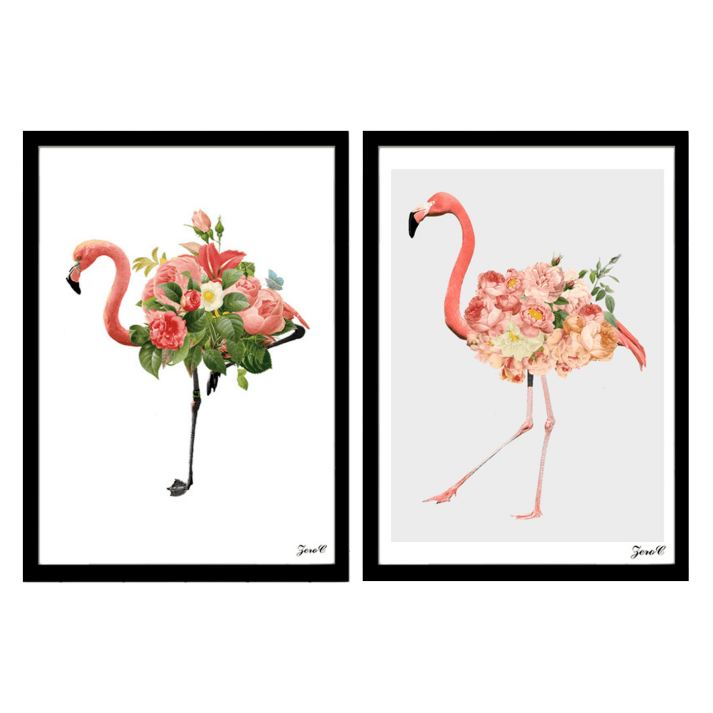 Floral Flamingo Artwork Canvas - Nordic Side - 