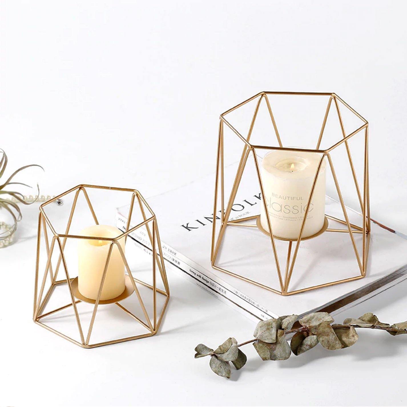Geometric Gold Iron Candleholder - Nordic Side - 