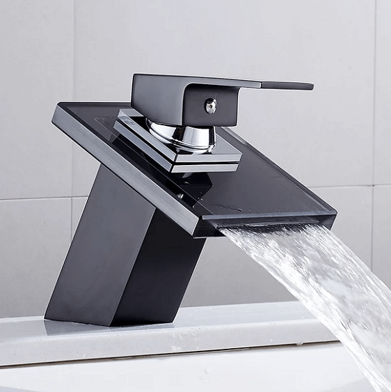 Glass Waterfall Brass Faucet - Nordic Side - architecture, arcitecture, art, artist, Bathroom, bathroom vanity, contemporaryart, decor, decoration, design, designer, designinspiration, edison