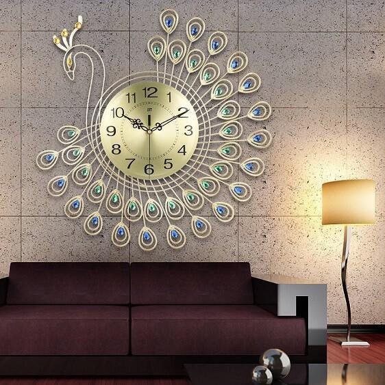 Gold 3D Peacock Wall Clock - Nordic Side - amazing, beautiful, business, clock, clocks, decor, decoration, decorideas, design, Gold 3D Peacock Wall Clock, happy, home, homedecor, instadaily, 