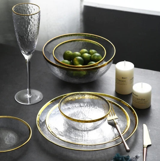 Gold Rim Transparent Plate - Nordic Side - 