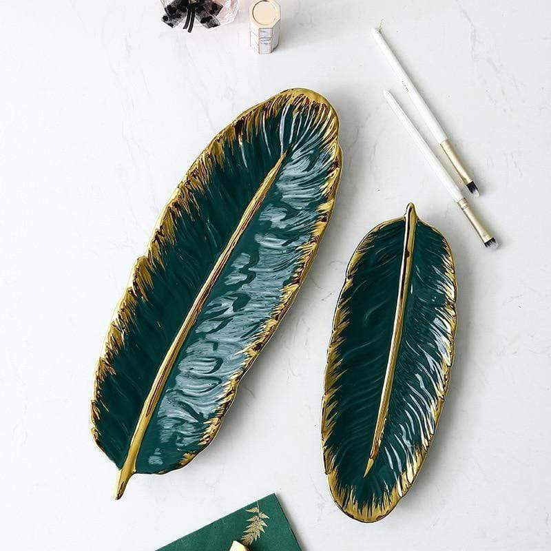 Green Leaf Serving Plate - Nordic Side - bis-hidden, bowls, dining, plates