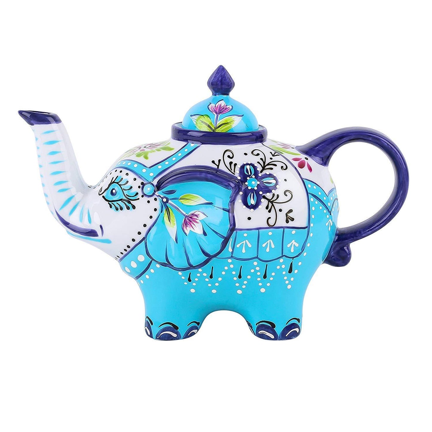800 ml Porcelain Hand Painted Multicolor Elephant Shape Teapot Crafts with Gift Box - Nordic Side - 800, Artvigor, Box, Coffeepots, Crafts, Elephant, Family, Gift, Hand, ml, Multicolor, Offic