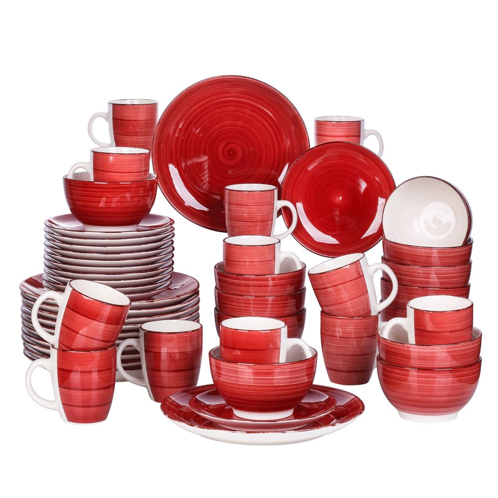 Bella-R 48-Pieces Porcelain Dinner Set - Nordic Side - 12, 48, BellaR, Ceramic, Dinner, Look, Pieces, Plate, PlateBowlMug, PlateDessert, Porcelain, Set, Vancasso, Vintage, with