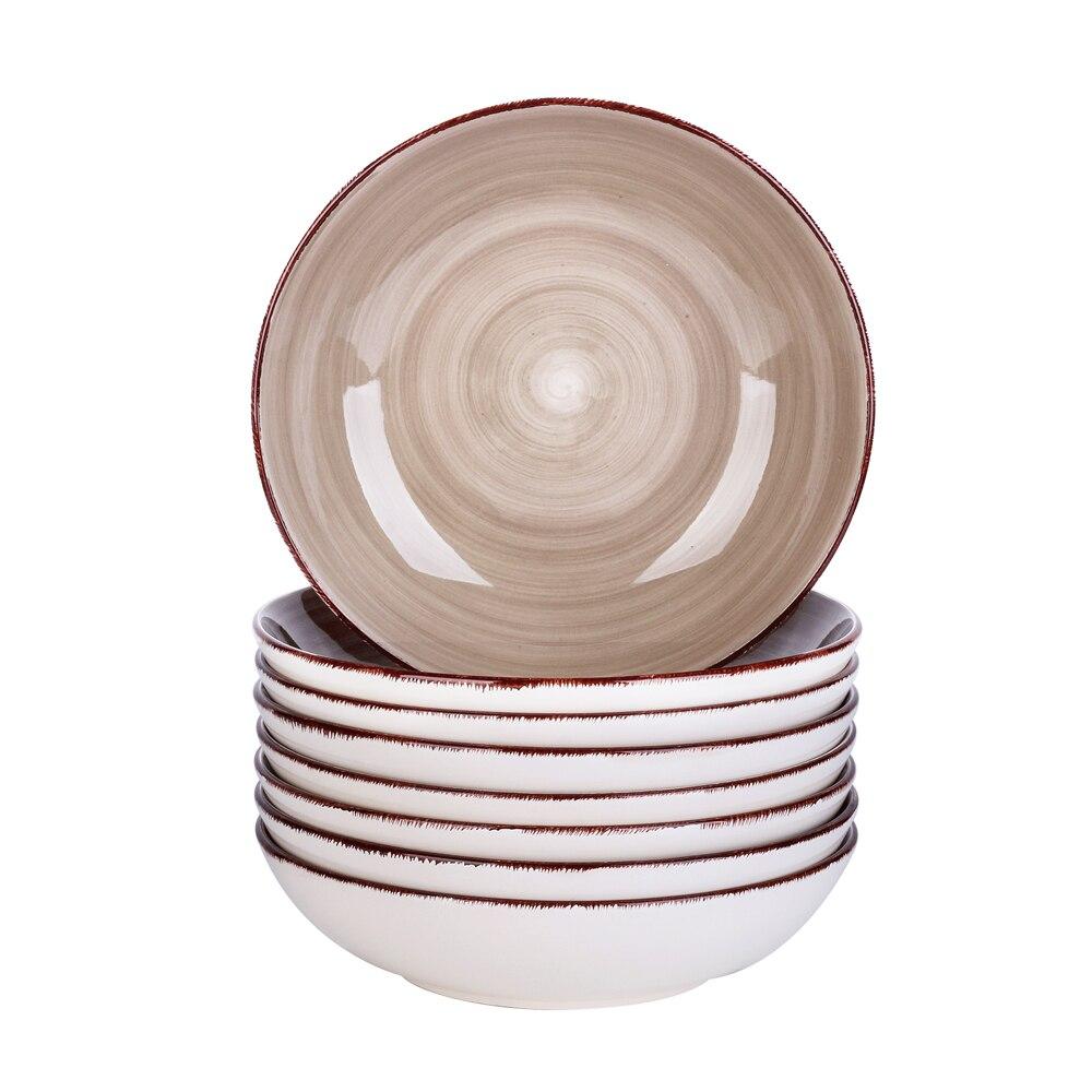 Bella-C 4/8/12-Pieces Porcelain Soup Plate Set - Nordic Side - 20553, 4812, BellaC, Ceramic, cm, Handpainted, Look, Pieces, Plate, Porcelain, Salad, Set, Soup, Vancasso, Vintage