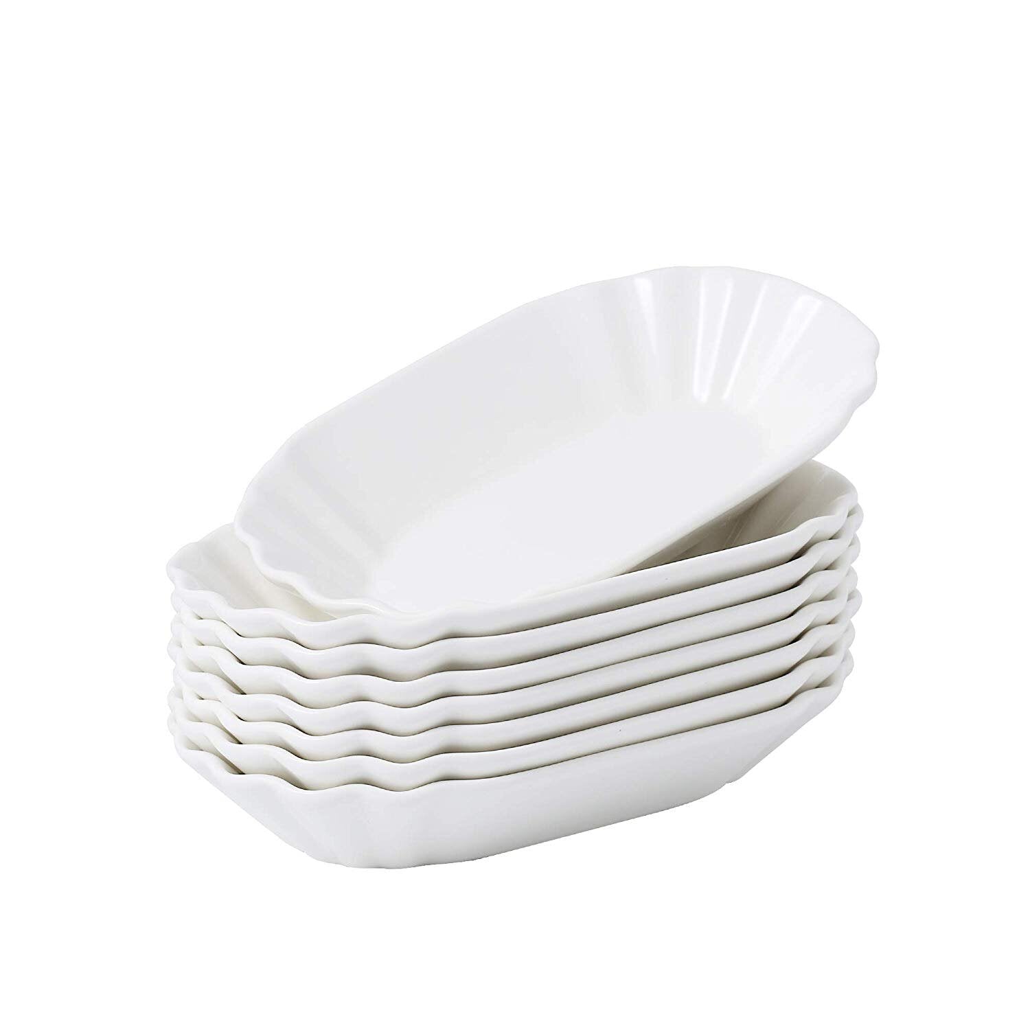 Regular 8-Piece 7.75" Ceramic White Porcelain Plate (Dessert/Snack Dishes) - Nordic Side - 775, Breakfast, Cake, Ceramic, Chip, Dessert, Dinner, Dishes, MALACASA, Piece, Plate, Porcelain, Pot