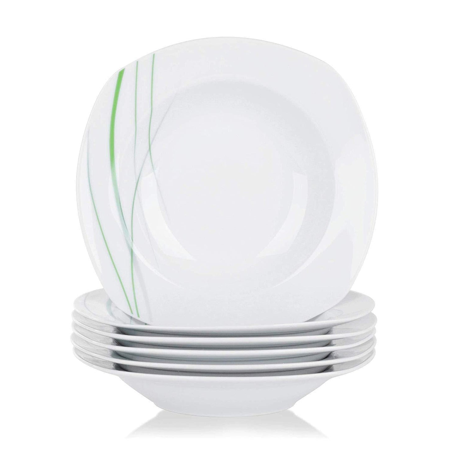 6-Piece 8.5" AVIVA Porcelain Soup Plate/Dinner Plates Set - Nordic Side - 85, AVIVA, Bowl, Ceramic, Deep, Dinner, Kitchen, Piece, Plate, Plates, Porcelain, Salad, Set, Snack, Soup, VEWEET