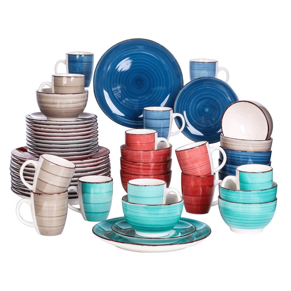 Bella-M 48-Pieces Porcelain Dinner Set - Nordic Side - 12, 48, BellaM, Ceramic, Dinner, Look, Pieces, Plate, PlateBowlMug, PlateDessert, Porcelain, Set, Vintage, with