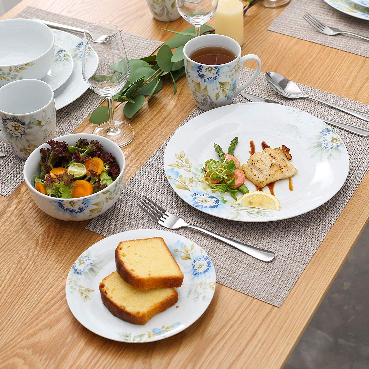 MONTANA 32-Piece Porcelain Ceramic Tableware Dinnerware Set with 8*Dinner Plate,Dessert Plate,Cereal Bowl,380ML Mug Set - Nordic Side - 32, 380, Bowl, Ceramic, Dinner, Dinnerware, ML, MONTANA