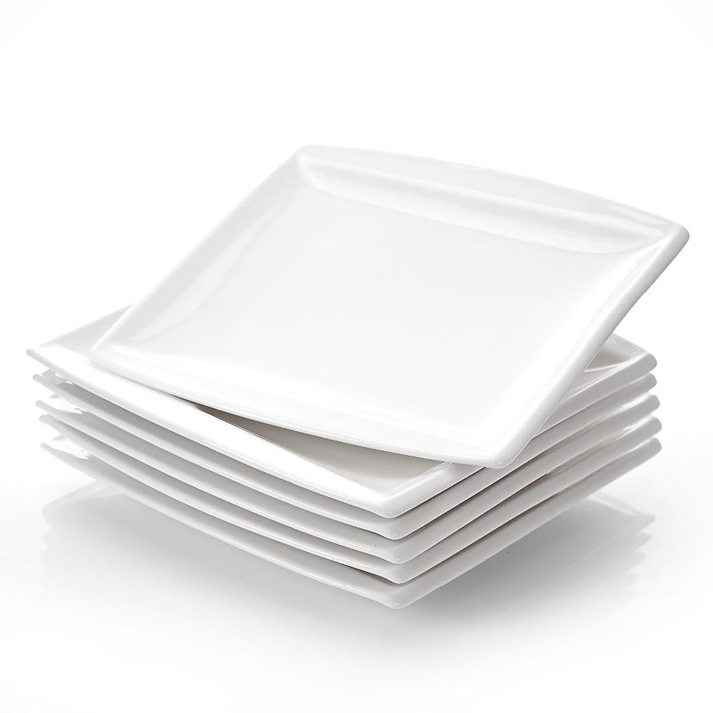 Blance 6-Piece Series Ivory White Porcelain Large Flat Plate (10.25 inch) - Nordic Side - 1025, Blance, Ceramic, China, Cream, Dinner, Flat, inch, Ivory, Large, MALACASA, Piece, Plate, Plates