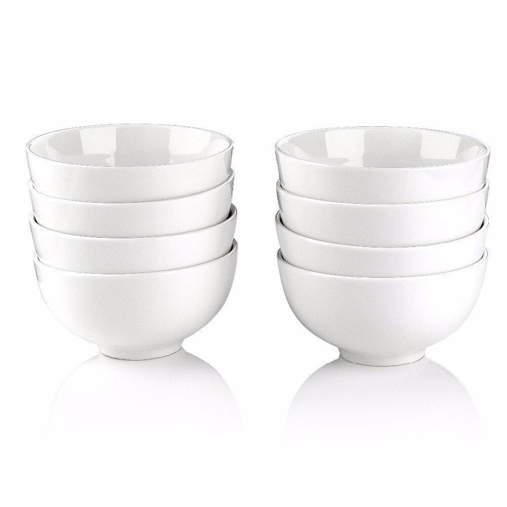 Ivory White 8 pieces Small China Ceramic Fruit Bowls (5"/ 440ml) - Nordic Side - 440, Bowl, Bowls, Ceramic, Cereal, China, Fruit, Ivory, MALACASA, ML, pieces, Porcelain, Regular, Rice, Series