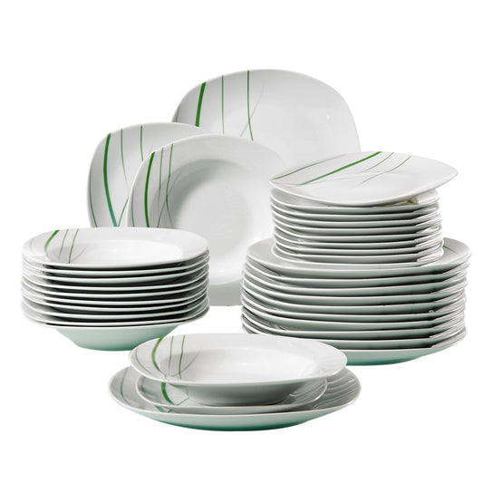AVIVA 36-Piece Dinner Plate Sets Ceramic Porcelain Tableware Set of 9.75" Dinner Plate,7.5" Dessert Plate,8.5" Soup Plate - Nordic Side - 36, 75, 85, 975, AVIVA, Ceramic, Dessert, Dinner, of,