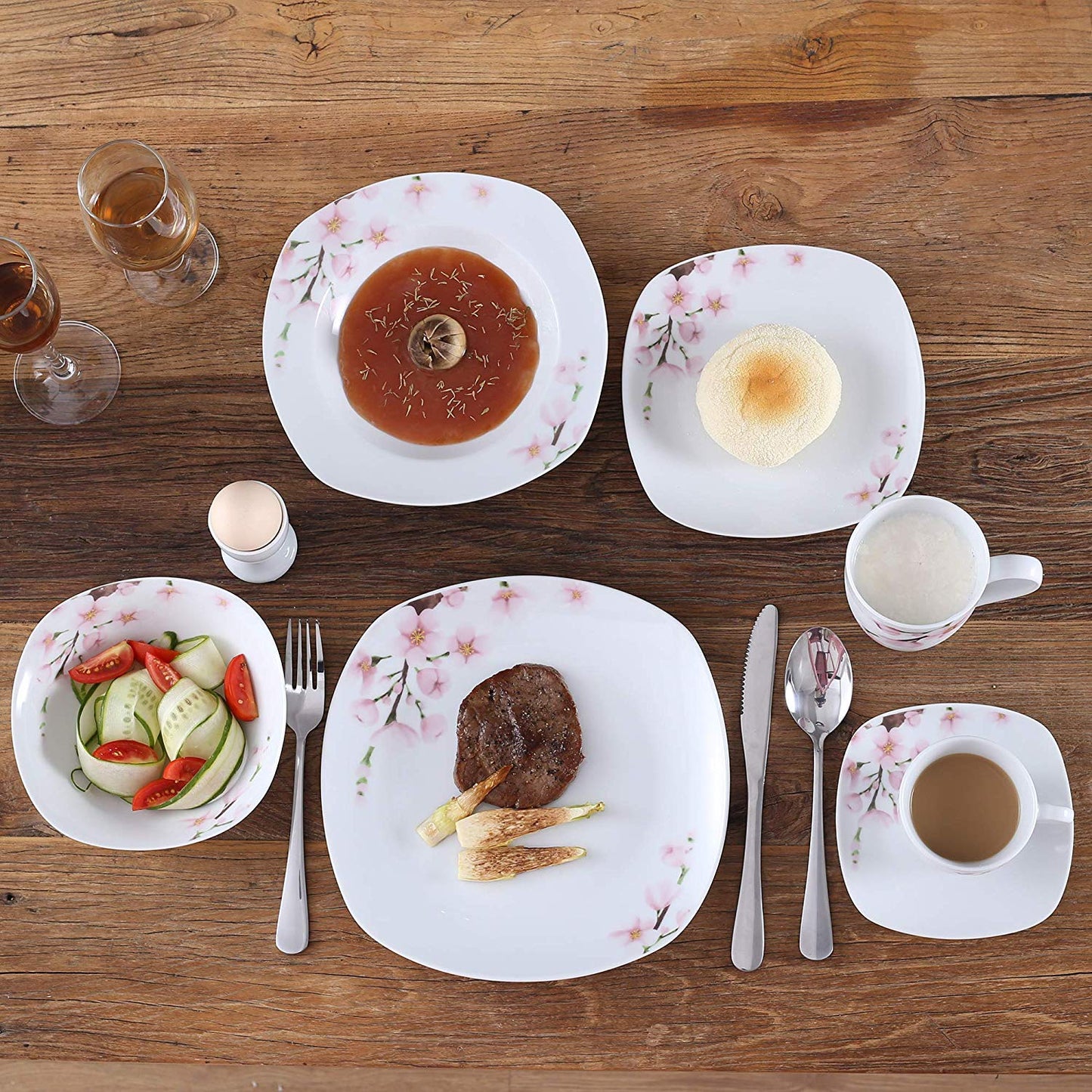 ANNIE 40-Piece Porcelain Ceramic Dinner Plate Set Tableware Set Including Egg Cups/Mugs/Bowls/Dessert Plates/Dinner Plate - Nordic Side - 40, ANNIE, Ceramic, CupsMugsBowlsDessert, Dinner, Egg