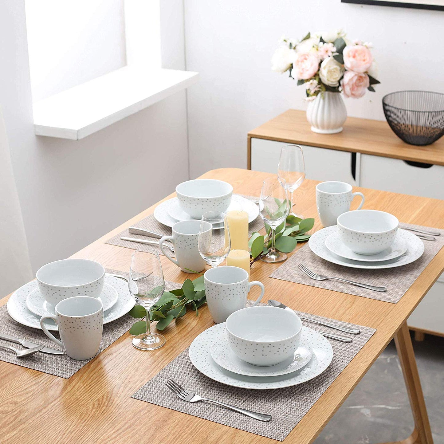 ORION  Porcelain Ceramic Dinnerware Set(16-Pieces) - Nordic Side - 16, Ceramic, Dinnerware, ORION, Pieces, Porcelain, Set