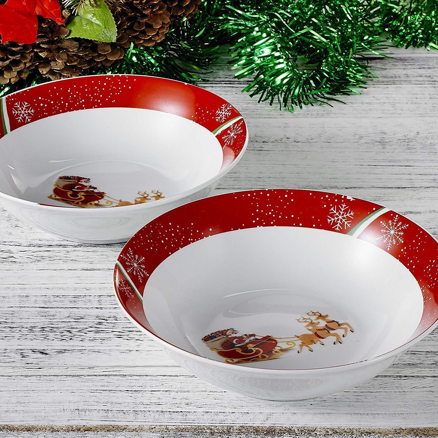 CHRISTMAS Pattern 2-Piece Porcelain 1125 ML Bowl Set - Nordic Side - 1125, Bowl, Cereal, Christmas, Day, for, Large, ML, Pattern, Piece, Porcelain, Salad, Service, Set, Soup, VEWEET