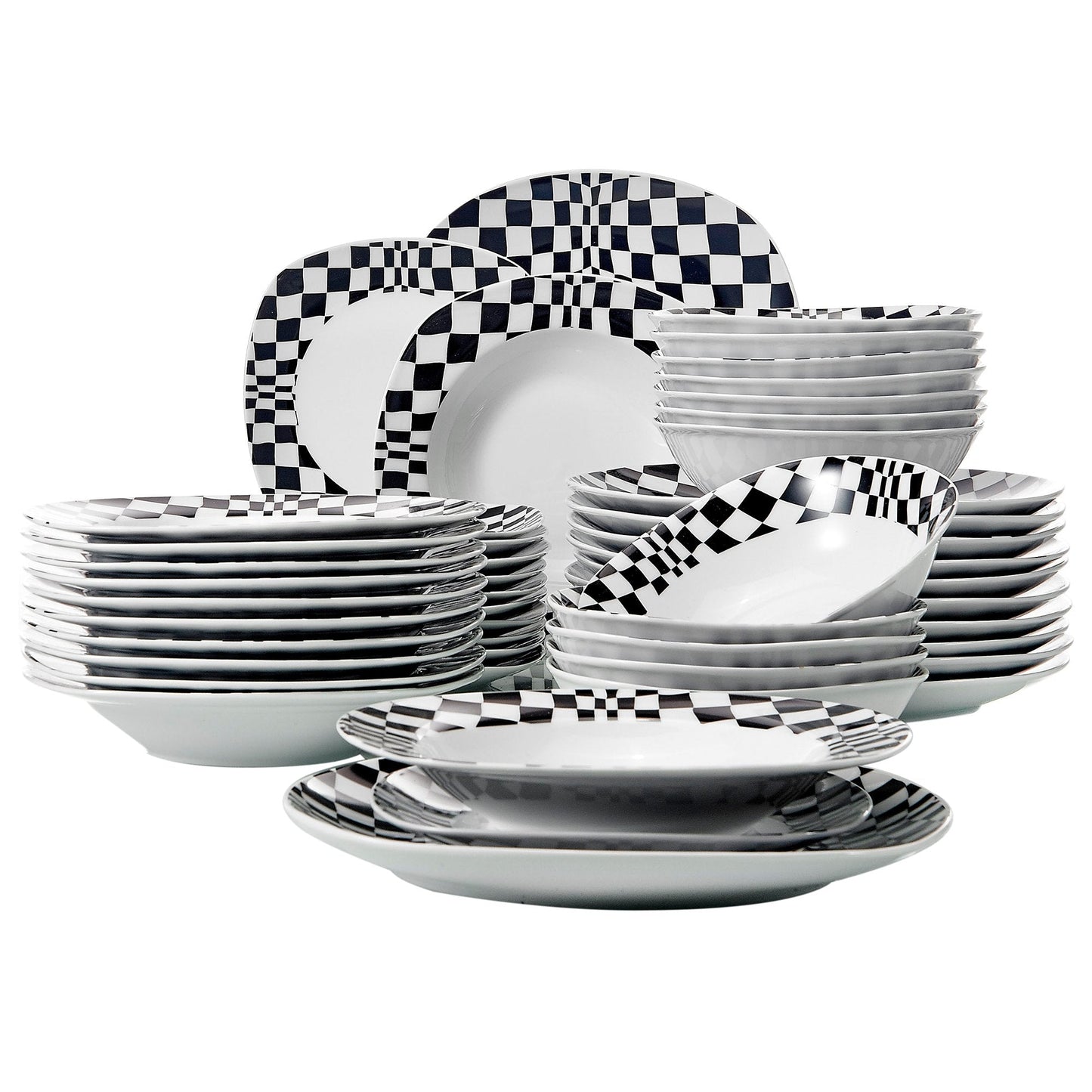 LOUISE 48-Piece Dinner Ceramic Porcelain Dinnerware Tableware Set with 12*Bowl,Dessert Plate,Soup Plate,Dinner Plate Set - Nordic Side - 12, 48, BowlDessert, Ceramic, Dinner, Dinnerware, LOUI