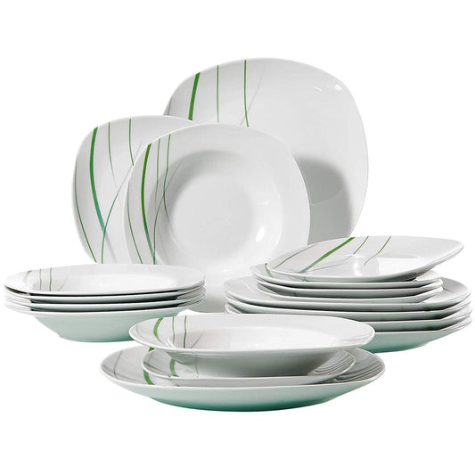 AVIVA 18-Piece Dinner Plate Sets Ceramic Porcelain Tableware Set of 9.75" Dinner Plate,7.5" Dessert Plate,8.5" Soup Plate - Nordic Side - 18, 75, 85, 975, AVIVA, Ceramic, Dessert, Dinner, of,