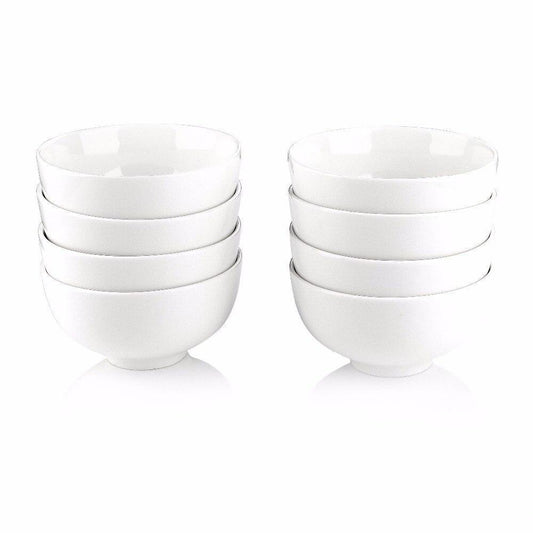 Series 8 Piece White Porcelain Ceramic Bowl Set (300 ml/4.5") - Nordic Side - 10, 1161166, 300, 45, Bowl, Ceramic, cm, Dessert, MALACASA, ML, oz, Piece, Porcelain, Regular, Rice, Series, Set,