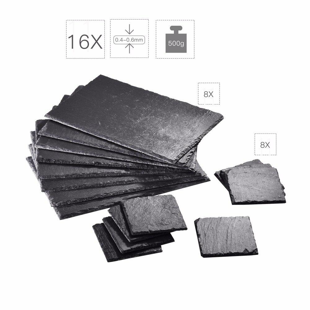 Tableware Square and Rectangular Natural Slate Placemat Set - 8 Coasters 8 Placemats - Nordic Side - and, Coasters, MALACASA, Natural, Placemat, Placemats, Rectangular, Set, Slate, Square, Ta