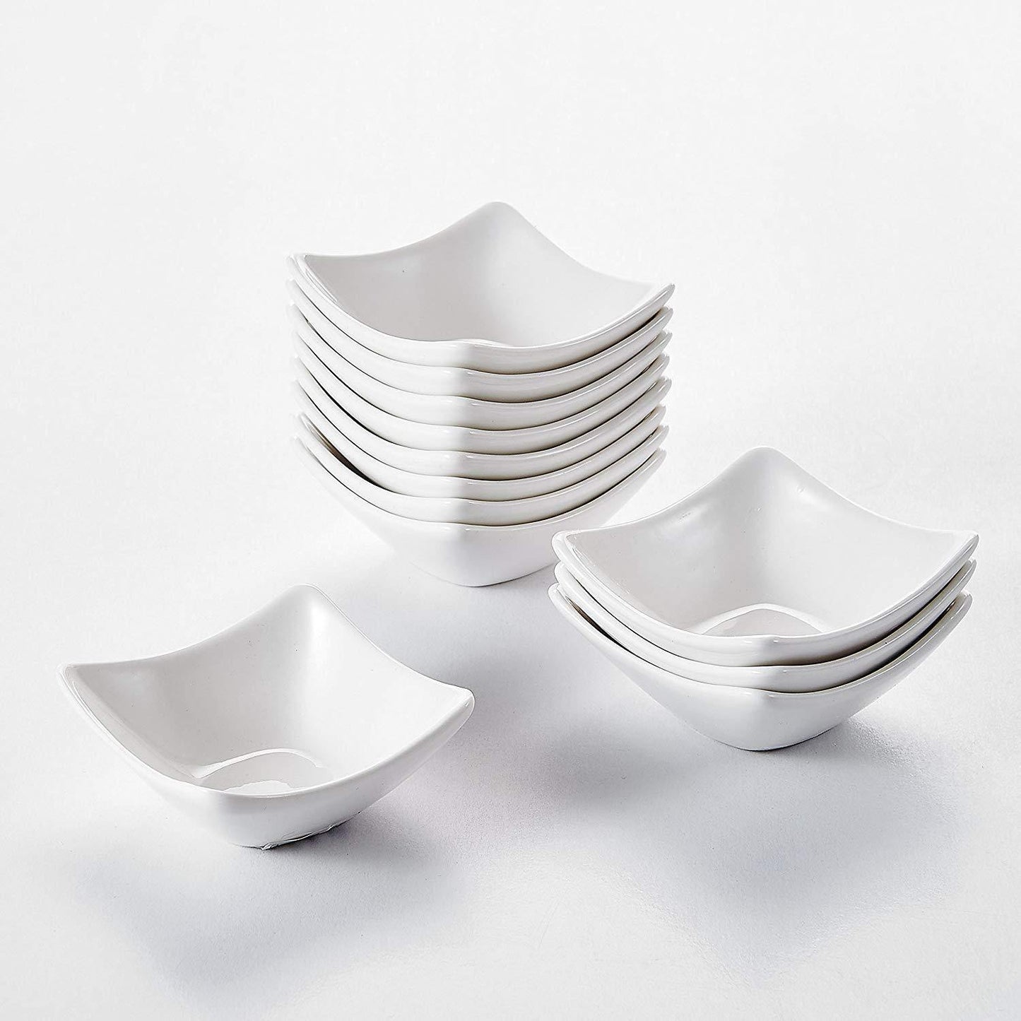 12-Piece White China Porcelain Ceramic Bowl (60 ml/ 3") - Nordic Side - 12, Bowl, Ceramic, Condiment, Cream, Dessert, Dipping, Dish, Dishes, for, Fruit, MALACASA, Ngredients, Piece, Porcelain