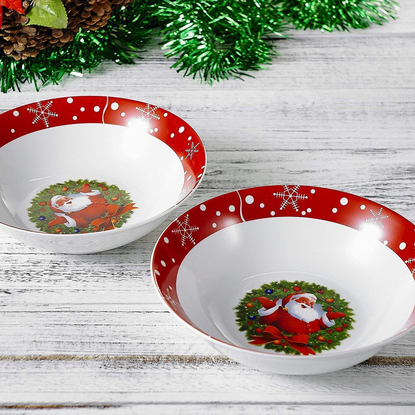 Christmas Style 2-Piece Porcelain 1125 ML Bowl Set - Nordic Side - 1125, Bowl, Ceramic, Cereal, Christmas, for, Large, ML, Piece, Porcelain, Salad, Set, Soup, Style, VEWEET