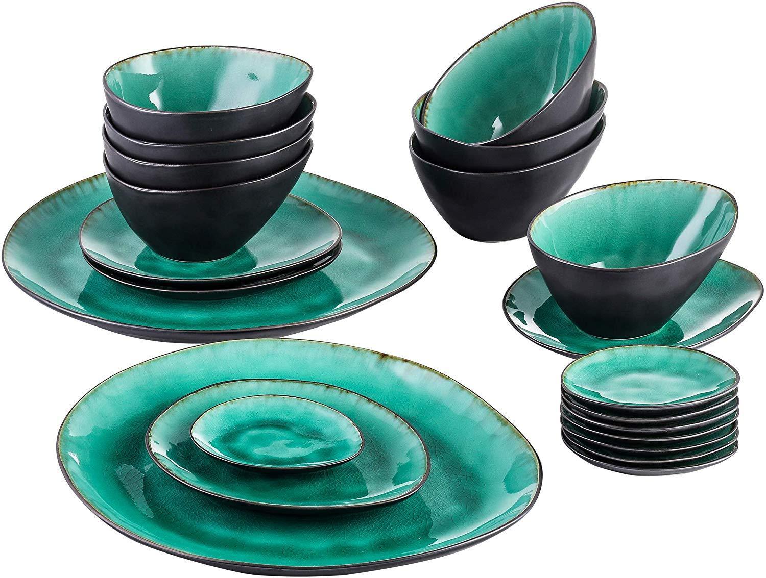 Radiante 22-Piece Pottery Stoneware Vintage Ceramic Dinner Set - Nordic Side - 22, Ceramic, Coco, Dessert, Dinner, Dipping, DishesBowl, Piece, Plate, Pottery, Set, Stoneware, VANCASSO, Vintag