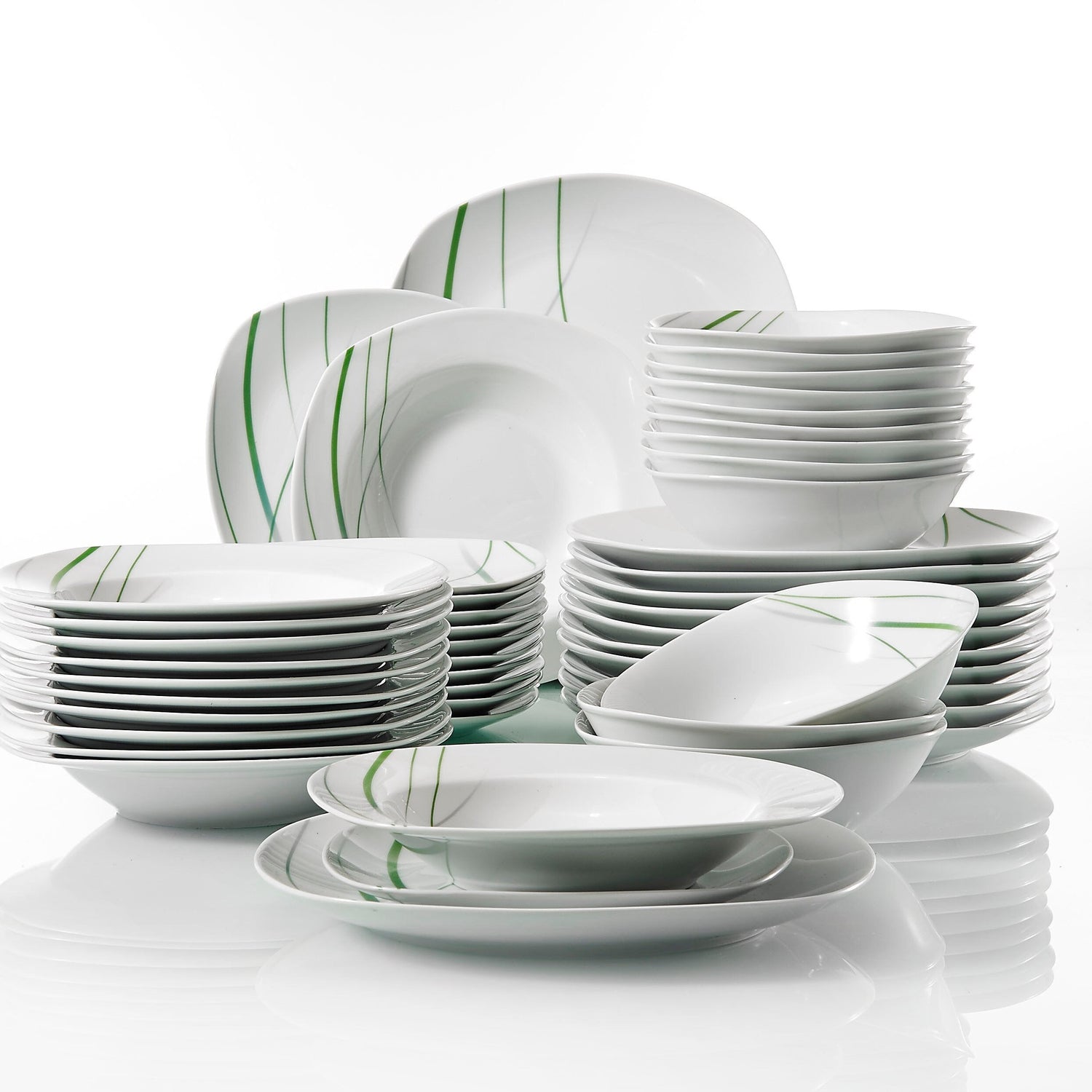 AVIVA 48-Piece Ivory White Porcelain Ceramic Tableware Dinner Plate Set with Soup Plate,Bowl,Dinner Plate,Dessert Plate - Nordic Side - 48, AVIVA, Ceramic, Dinner, Ivory, Piece, Plate, PlateB