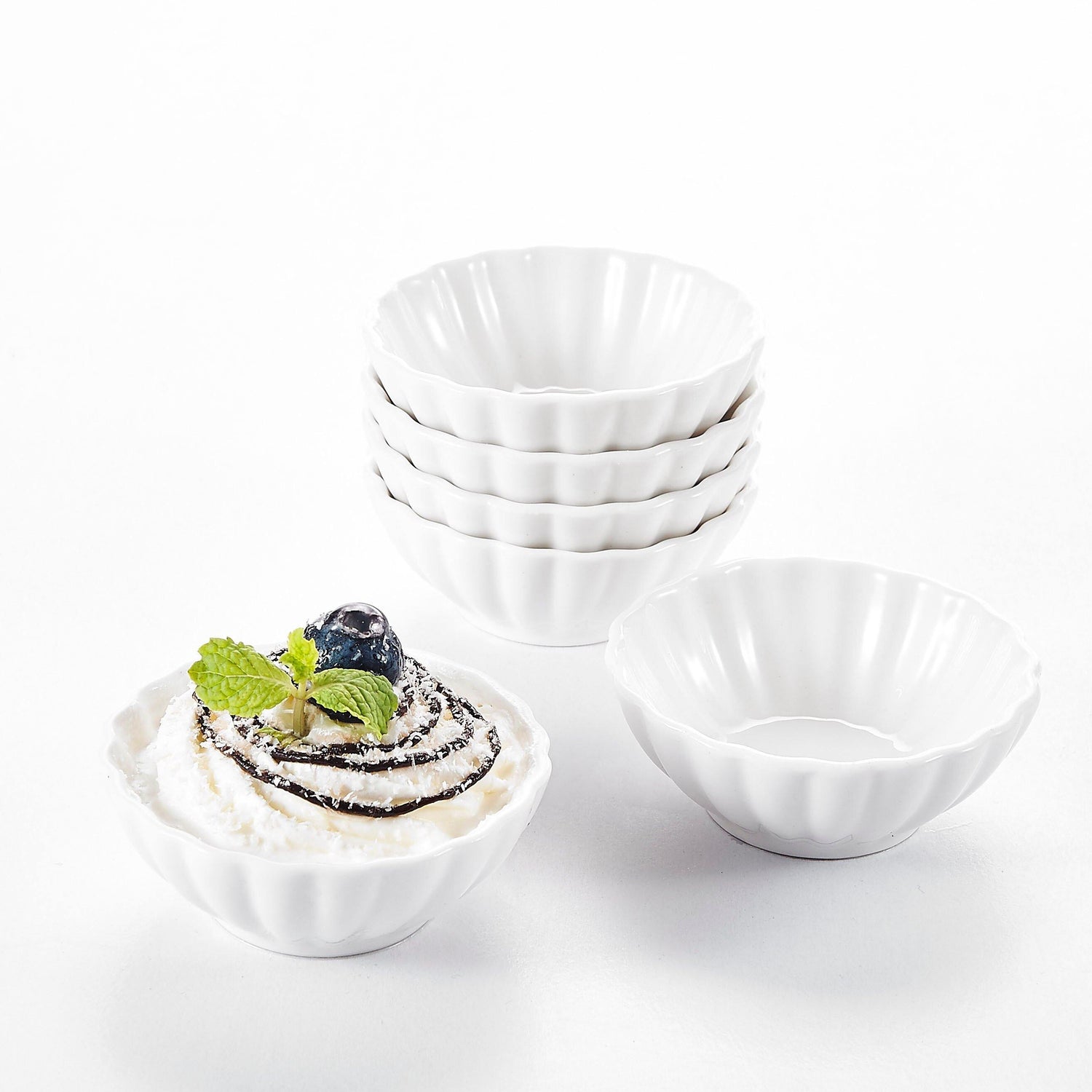 12-Piece 3" Ivory White Porcelain Ceramic Ramekins/Dipping Bowl - Nordic Side - 12, Bowl, Ceramic, Condiment, Cream, Dessert, Dipping, Dish, Dishes, for, MALACASA, Ngredients, Piece, Porcelai