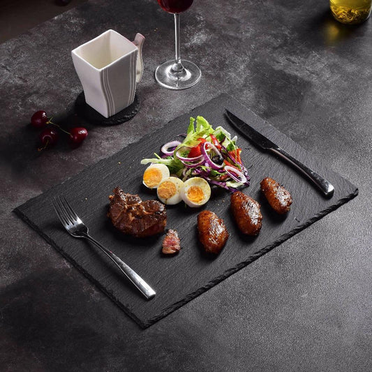 Nature.Slate1 Piece Natural Slate Stone Tablemats Square and Rectangular Placemat Sets Serving Platter 40 X 30 CM (Nature.Slate Square) - Nordic Side - 30, 40, and, CM, MALACASA, Natural, Nat