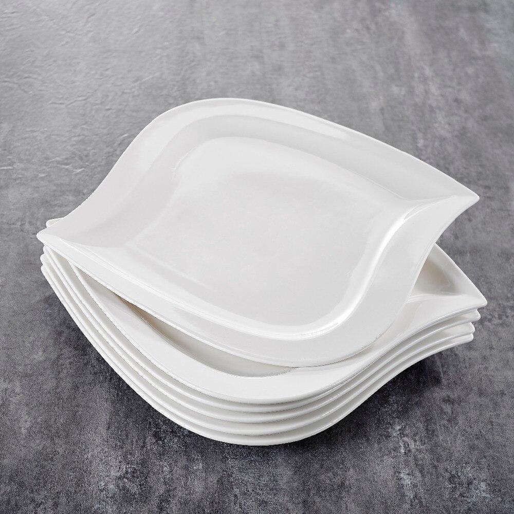 Series Elvira6-Piece 10.75" Ivory White Porcelain China Ceramic Cream White Dinner Plates (Cream White 10.75 Inch) - Nordic Side - 1075, Ceramic, China, Cream, Dinner, Elvira, Ivory, MALACASA
