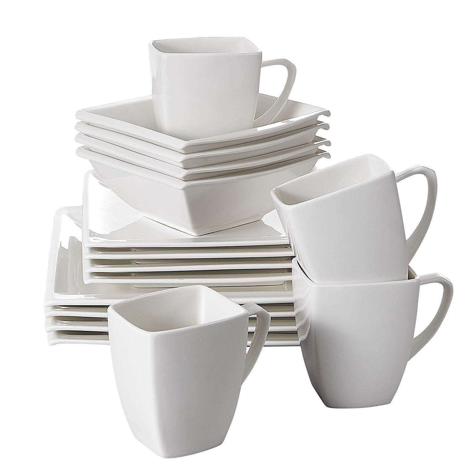 MALACASA Blance 16-Piece Bowls & Plates Set Porcelain