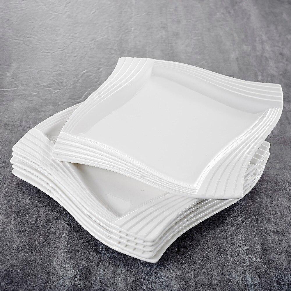 Amparo 6-Piece Series Ivory White Porcelain China Ceramic Dinner Plates (10") - Nordic Side - 10, Amparo, Ceramic, China, Cream, Dinner, Ivory, MALACASA, Piece, Plates, Porcelain, Series, Whi
