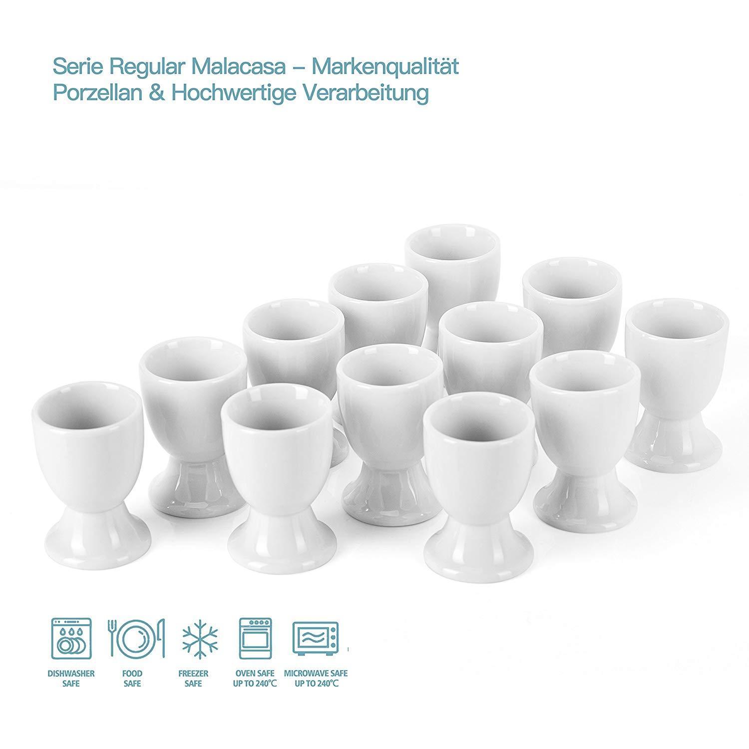 Set of 12 Ivory White Porcelain China Breakfast Egg Cups. Egg Stand Holder - Nordic Side - 001, 12, 28, Breakfast, Ceramic, China, Cream, Cups, Egg, Holder, Ivory, Kitchen, MALACASA, of, Porc