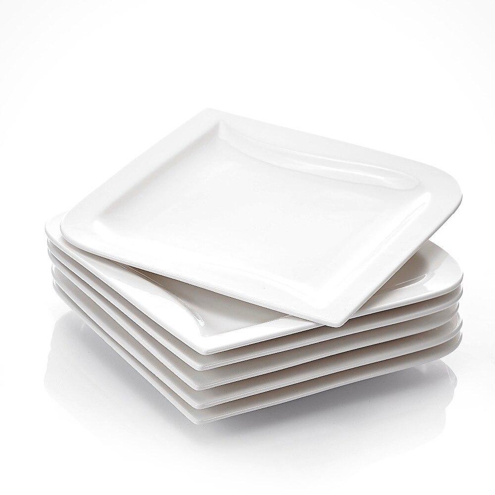 Joesfa 6-Piece Series  Ivory White Porcelain China Dinner Plates (10.25") - Nordic Side - 1025, Ceramic, China, Cream, Dinner, Ivory, Joesfa, MALACASA, Piece, Plates, Porcelain, Series, White