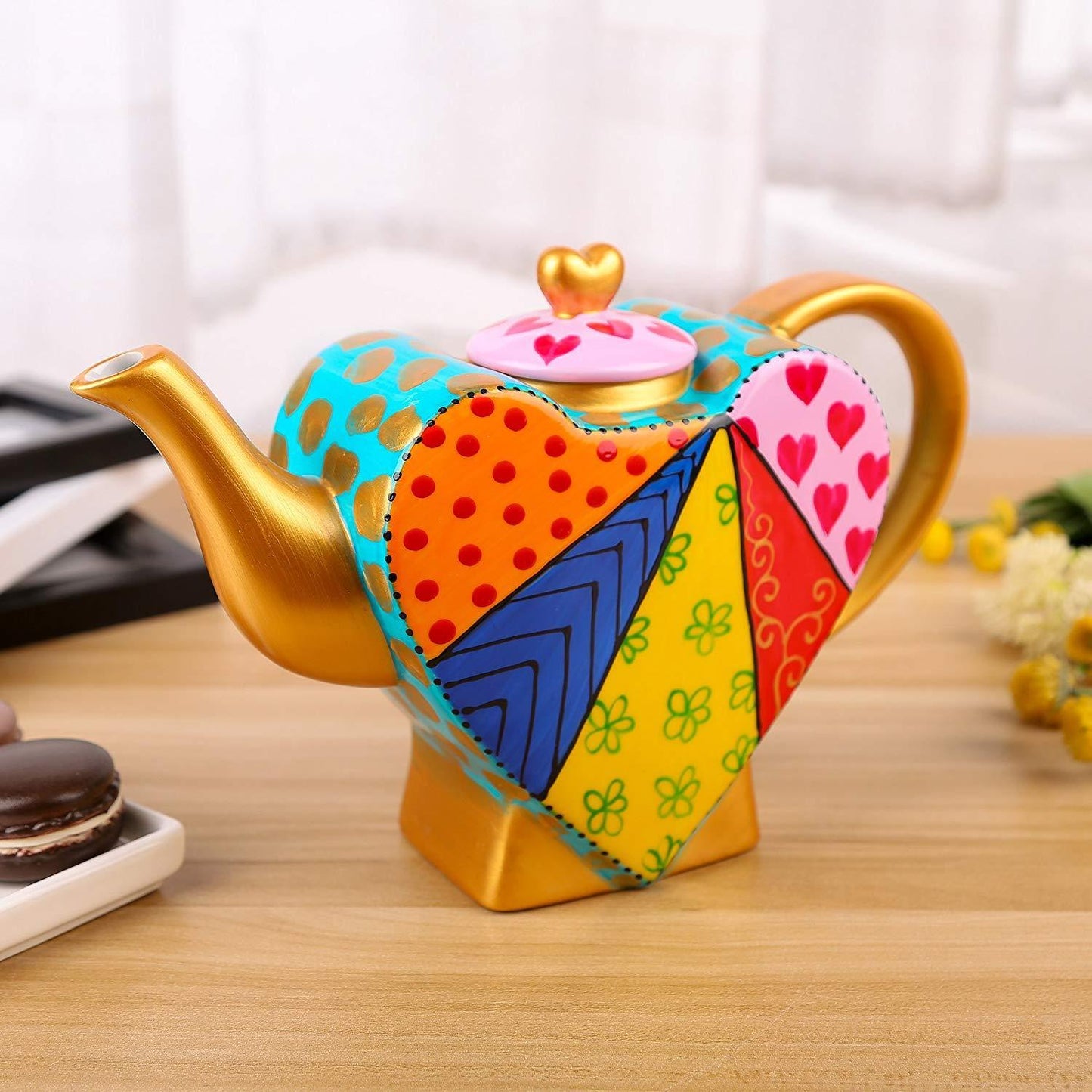 Porcelain Hand Painted Creative Teapot Crafts 850 ml Gift Mix-color Coffeepot Teapot - Nordic Side - 800, Artvigor, Coffeepot, Coffeepots, Crafts, Creative, Family, Gift, Hand, Mixcolor, ml, 