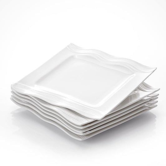 Mario 6-Piece Series  Ivory White Porcelain China Ceramic Dinner Plates ( 10.25") - Nordic Side - 1025, Ceramic, China, Cream, Dinner, Ivory, MALACASA, Mario, Piece, Plates, Porcelain, Series