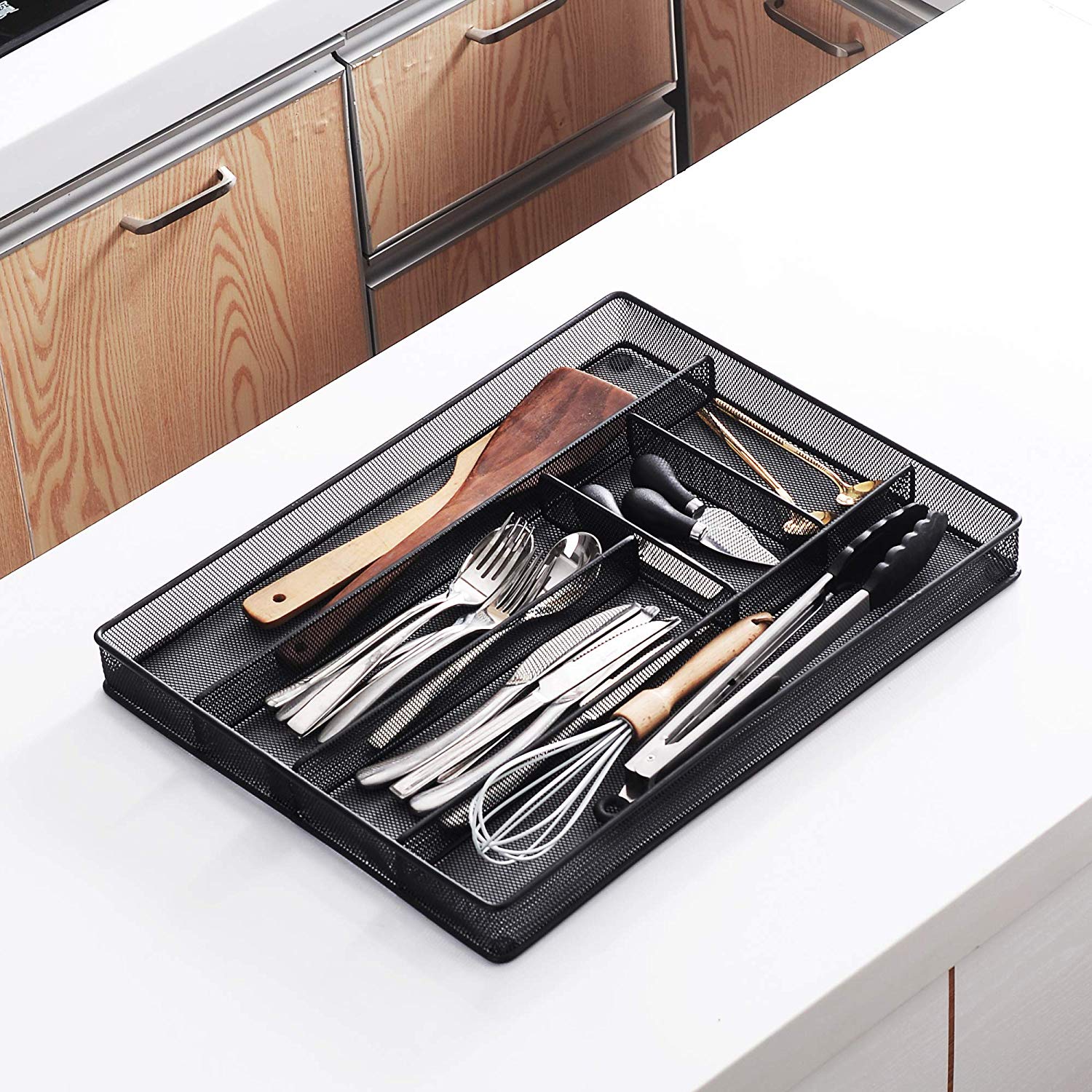 6-Compartments Kitchen Cutlery Serving Tray Storage Basket Holder for Kitchen Drawers Various Sizes - Nordic Side - Basket, Compartments, Cutlery, Drawers, for, Holder, Kitchen, Knives, Servi
